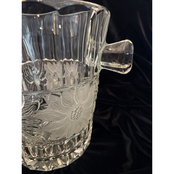 Rare Champagne Ice Bucket Sunflower Motif Heavy Crystal Glass. - Picture 3 of 13